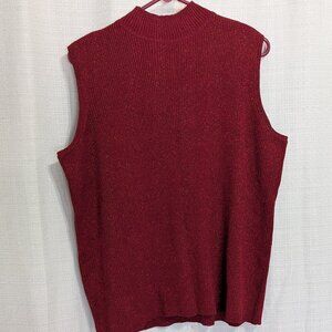 Emma James Women Red Turtleneck Sleeveless Sweater Size 2 Glitter